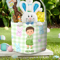 Adorable Kids Easter Basket With Eggs And Bunny - Personalized Easter Basket