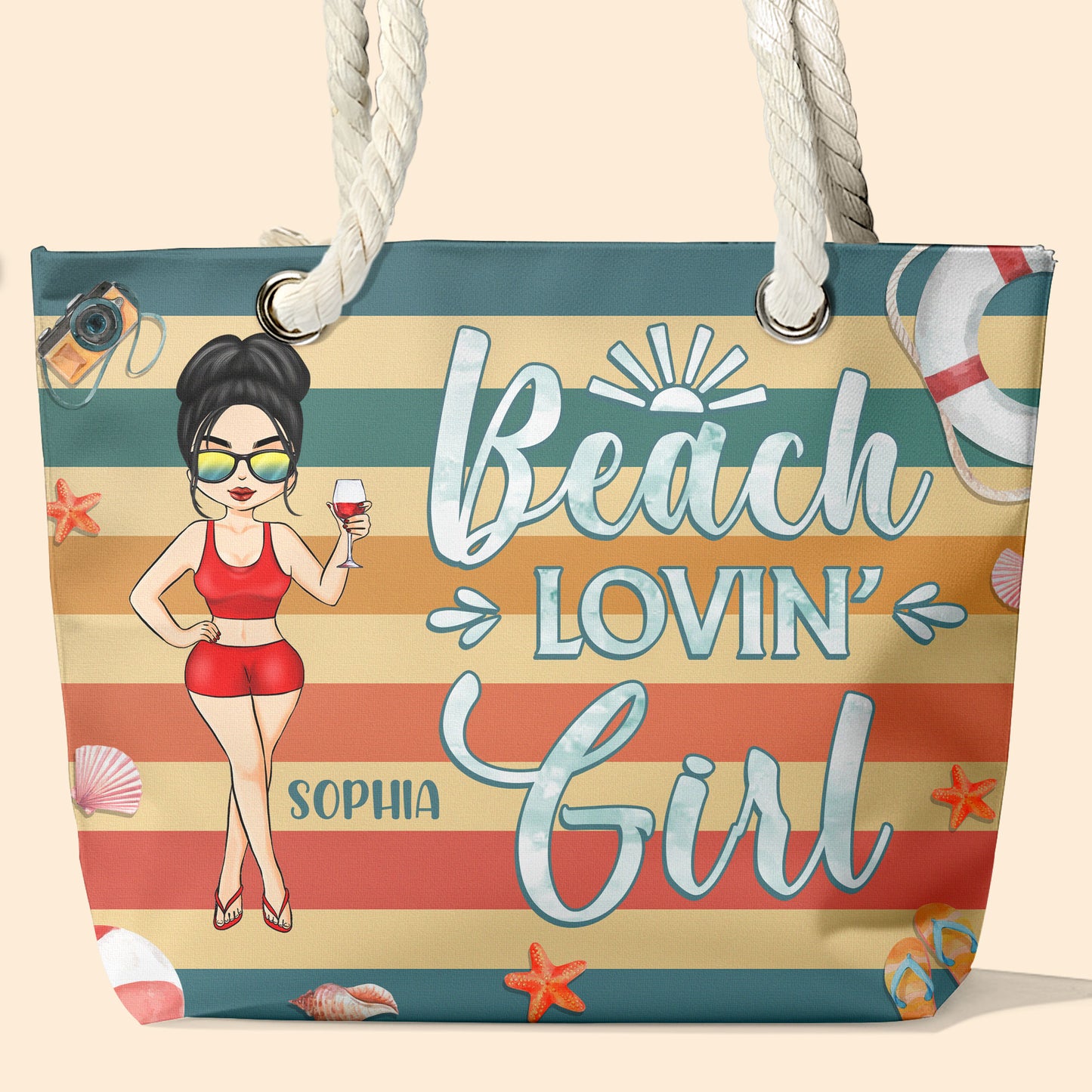 Beach Lovin' Girl - Personalized Beach Bag