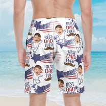 Photo Inserted Best Dad Ever - Personalized Photo Men's Beach Shorts