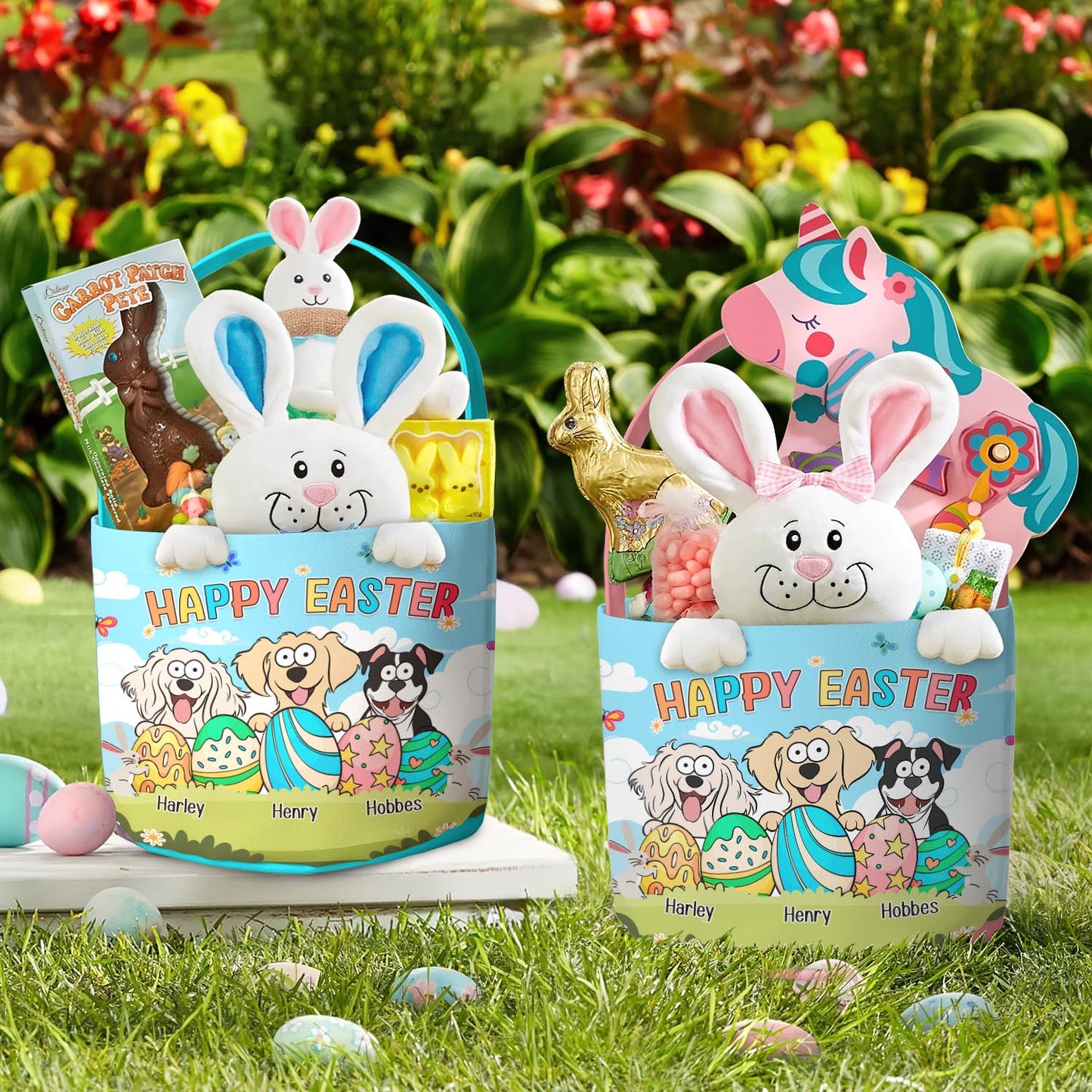 Happy Easter With Pet And Easter Eggs - Personalized Easter Basket