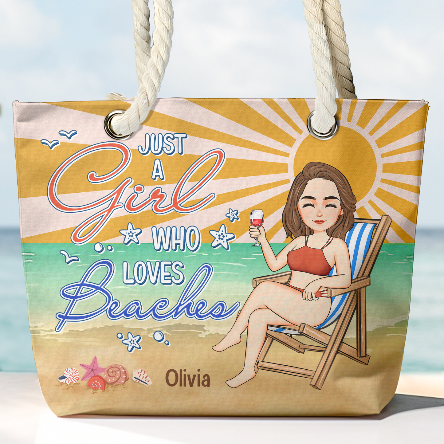 Just A Girl Who Loves Beaches - Personalized Beach Bag