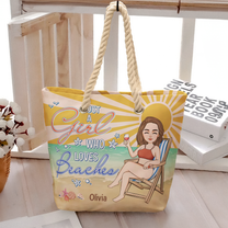 Just A Girl Who Loves Beaches - Personalized Beach Bag