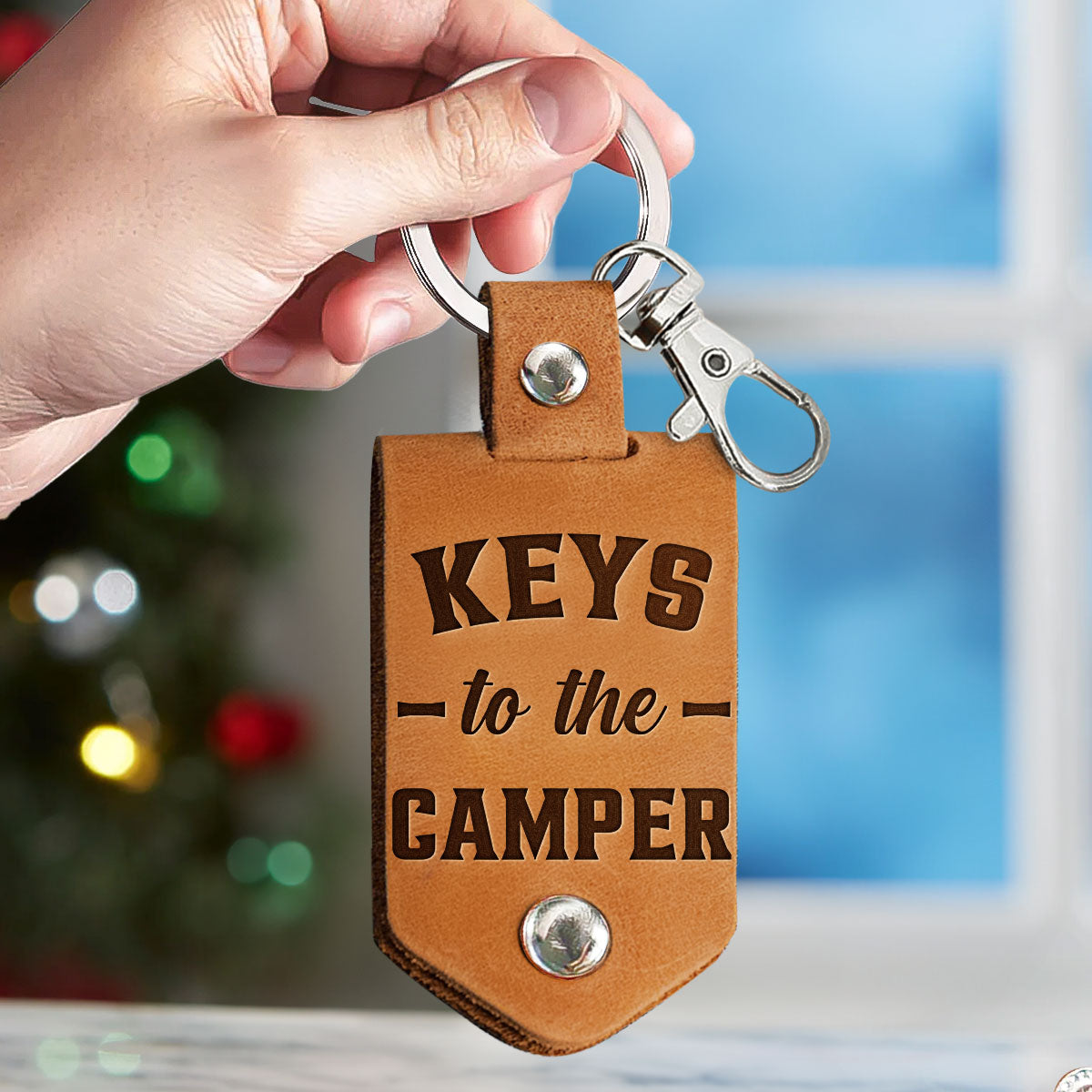 Keys To The Camper - Personalized Leather Photo Keychain