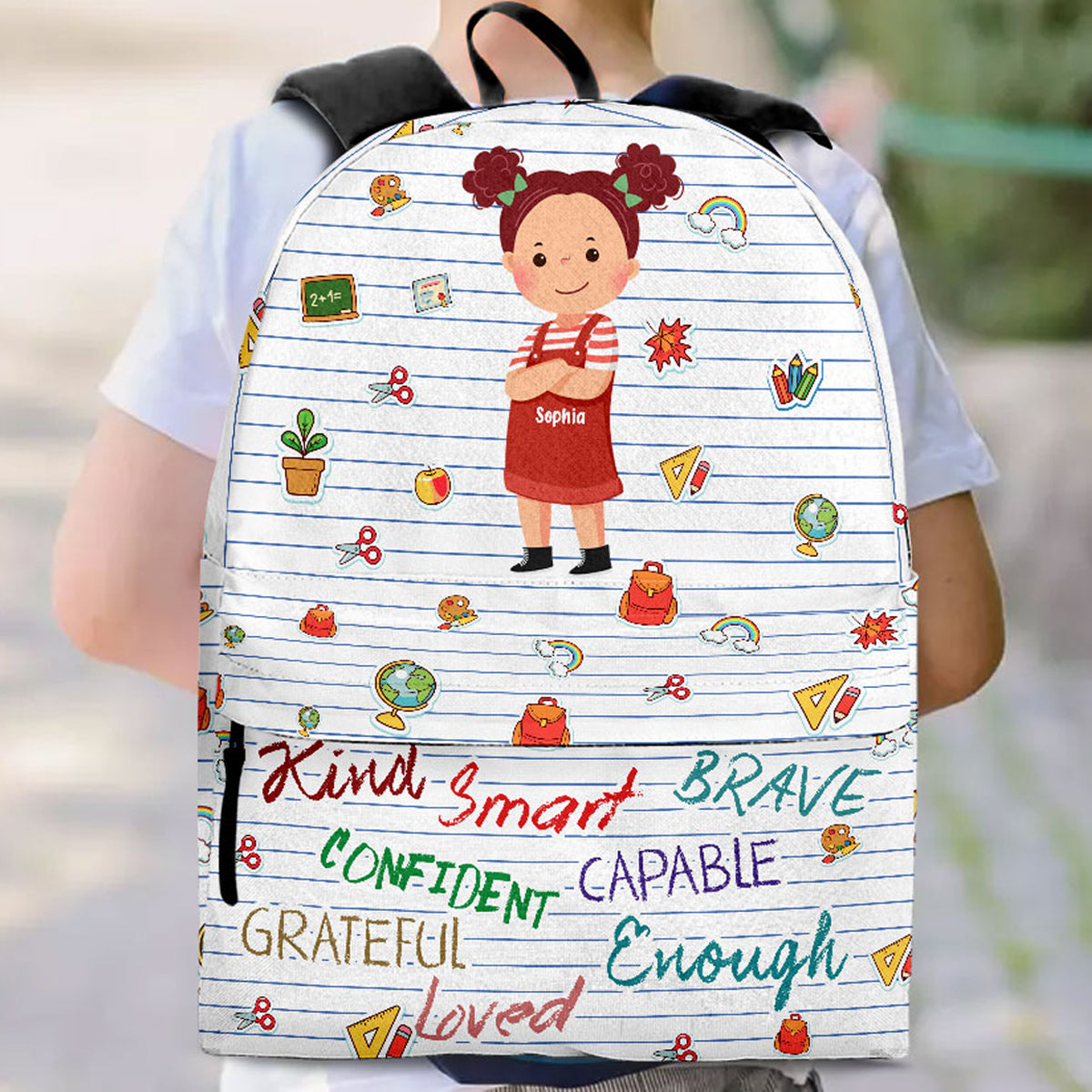 Kind Capable Smart Loved - Personalized Backpack