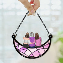 Mother & Daughter On The Moon - Personalized Window Hanging Suncatcher Ornament