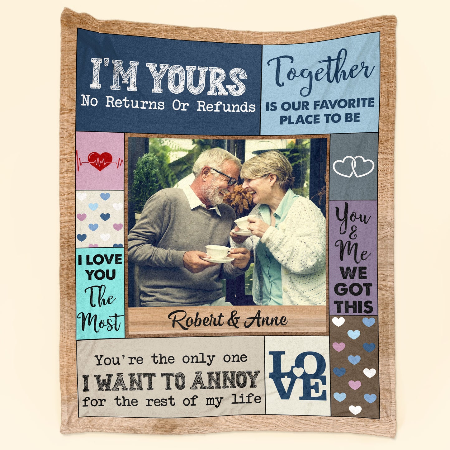 Our Favorite Place To Be - Personalized Photo Blanket - Anniversary Gifts For Her, Him