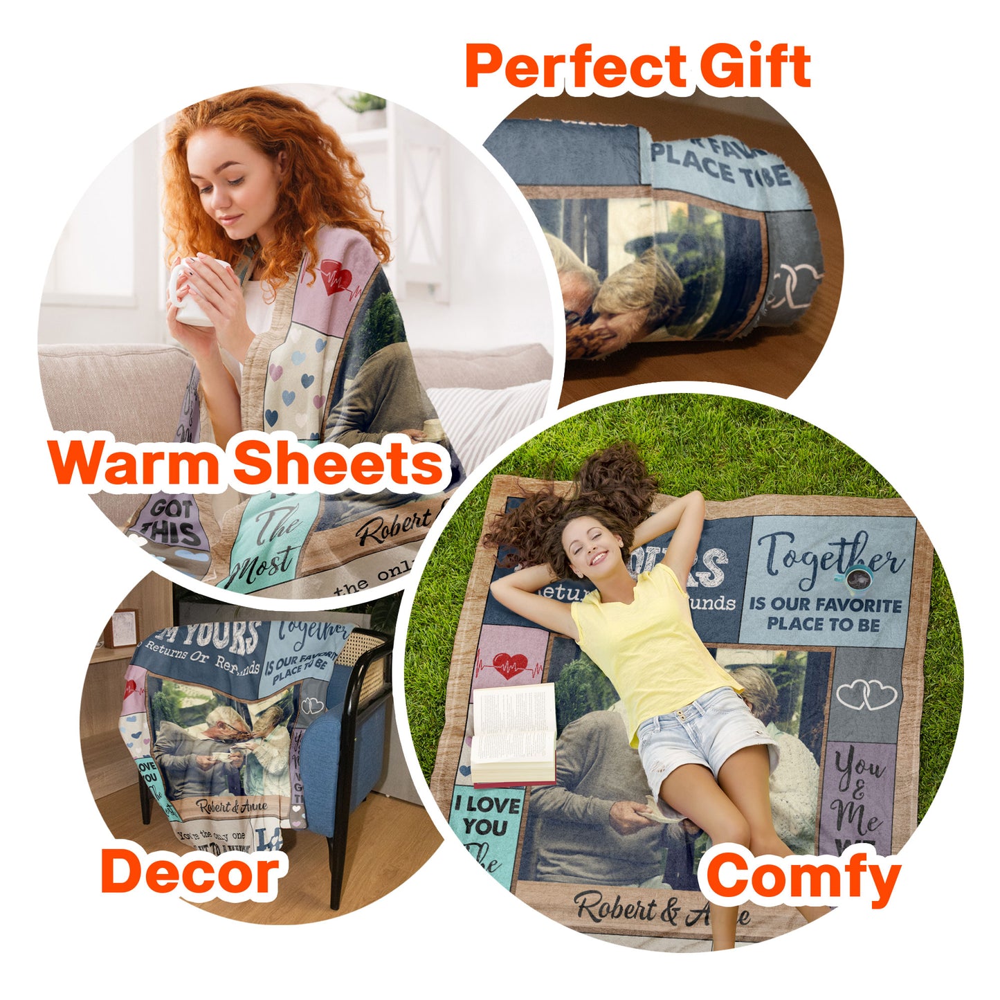 Our Favorite Place To Be - Personalized Photo Blanket - Anniversary Gifts For Her, Him