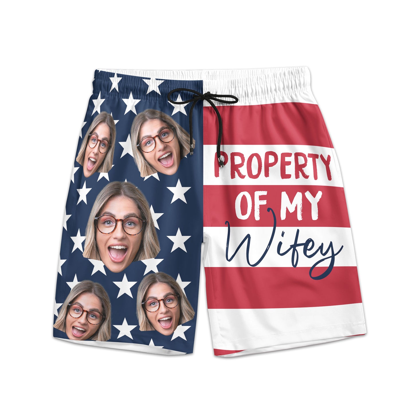 Property Of My Wifey - Personalized Photo Men's Beach Shorts