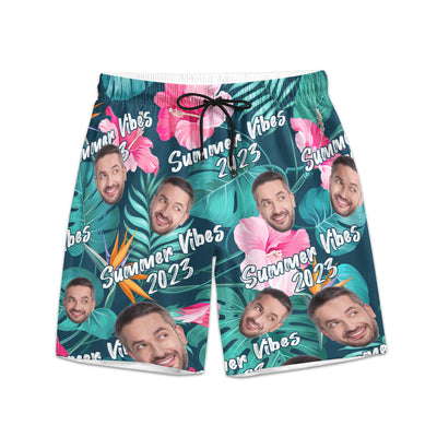 Summer Vibes - Personalized Photo Men's Beach Shorts