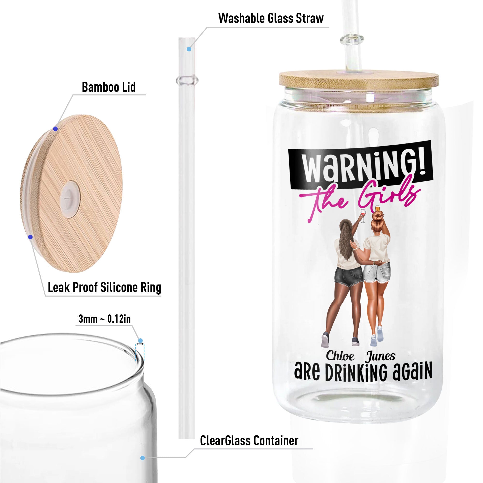 Warning The Girls Are Drinking Again - Personalized Clear Glass Cup