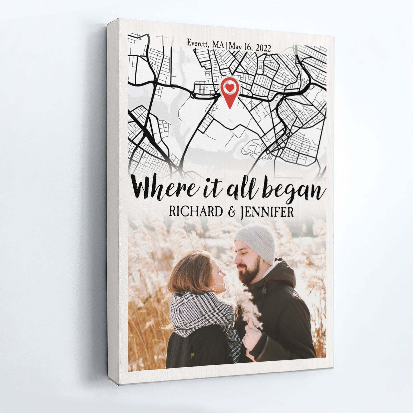 Where It All Began - Personalized Photo Wrapped Canvas - Anniversary For Her, Him