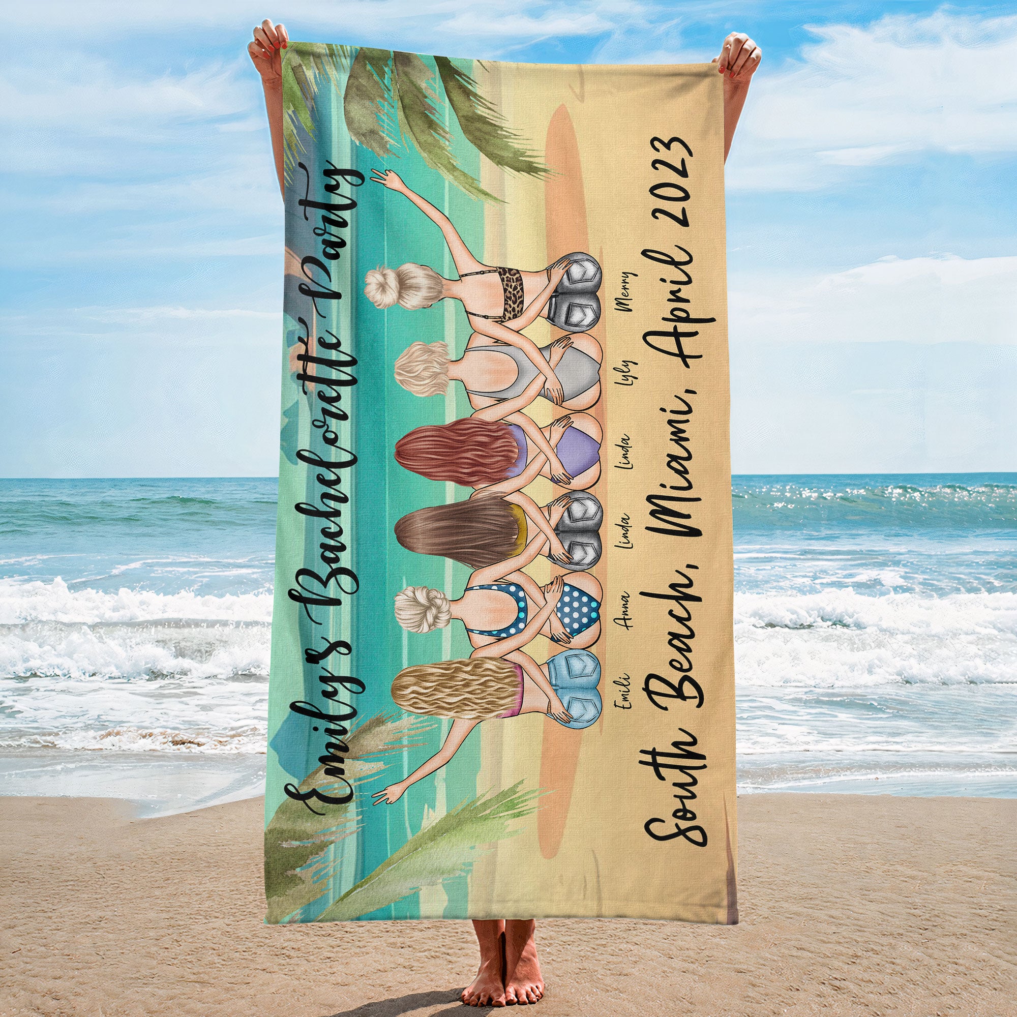 Bachelorette Party Towel - Personalized Beach Towel