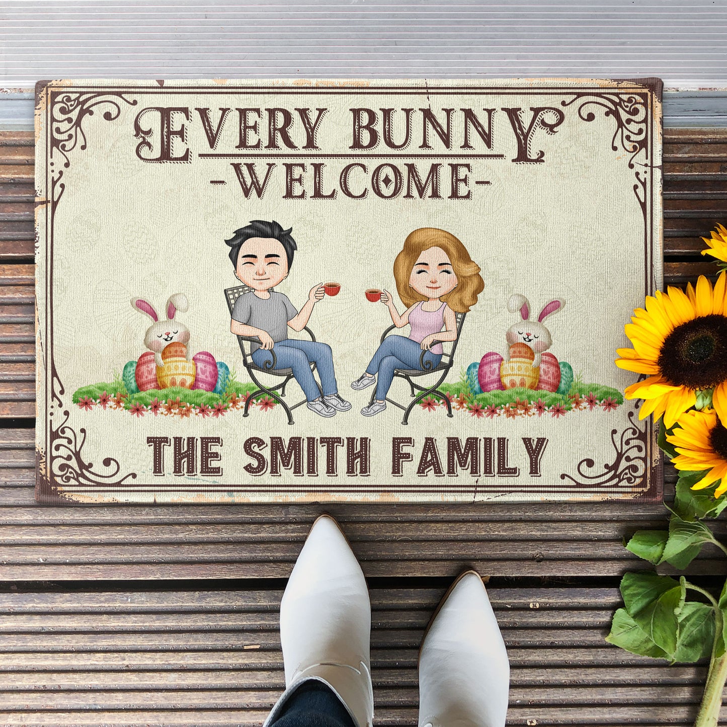 Every Bunny Welcome - Personalized Doormat - Easter Day Gift For Parent, Grandma, Grandpa, Family