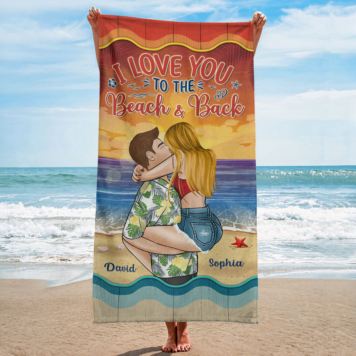 I Love You To The Beach And Back Couples - Personalized Beach Towel