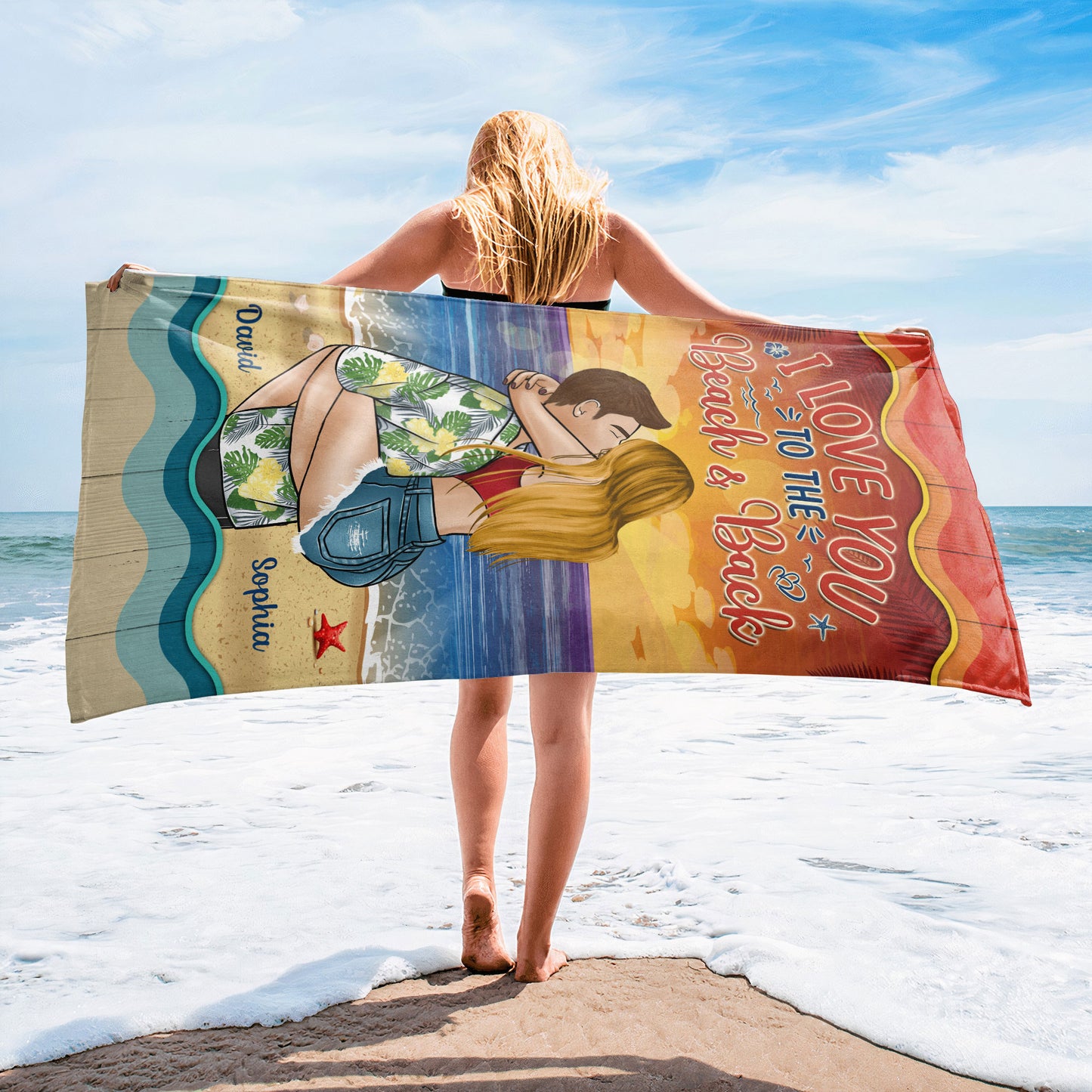 I Love You To The Beach And Back Couples - Personalized Beach Towel