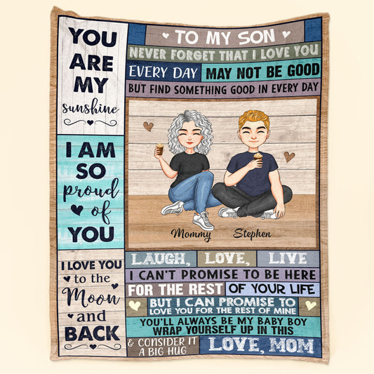 My Son - I Love You To The Moon And Back - Personalized Blanket - Christmas, Loving Gift For Your Sons, Your Baby Girl, Your Baby Boy