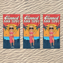 Tanned & Tipsy  - Personalized Beach Towel