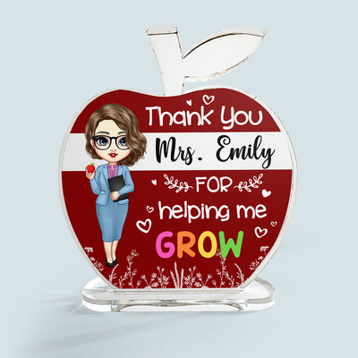 Thank You For Helping Me Grow - Personalized Apple Shaped Acrylic Plaque